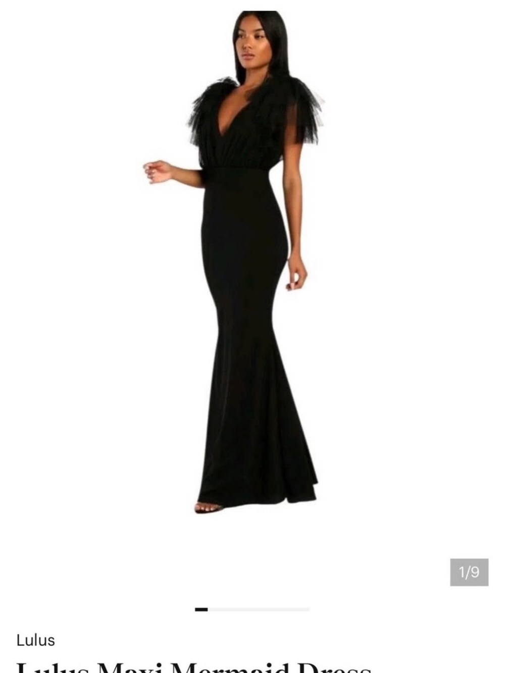 Lulu's Black Tulle Shoulder Mermaid Maxi Dress